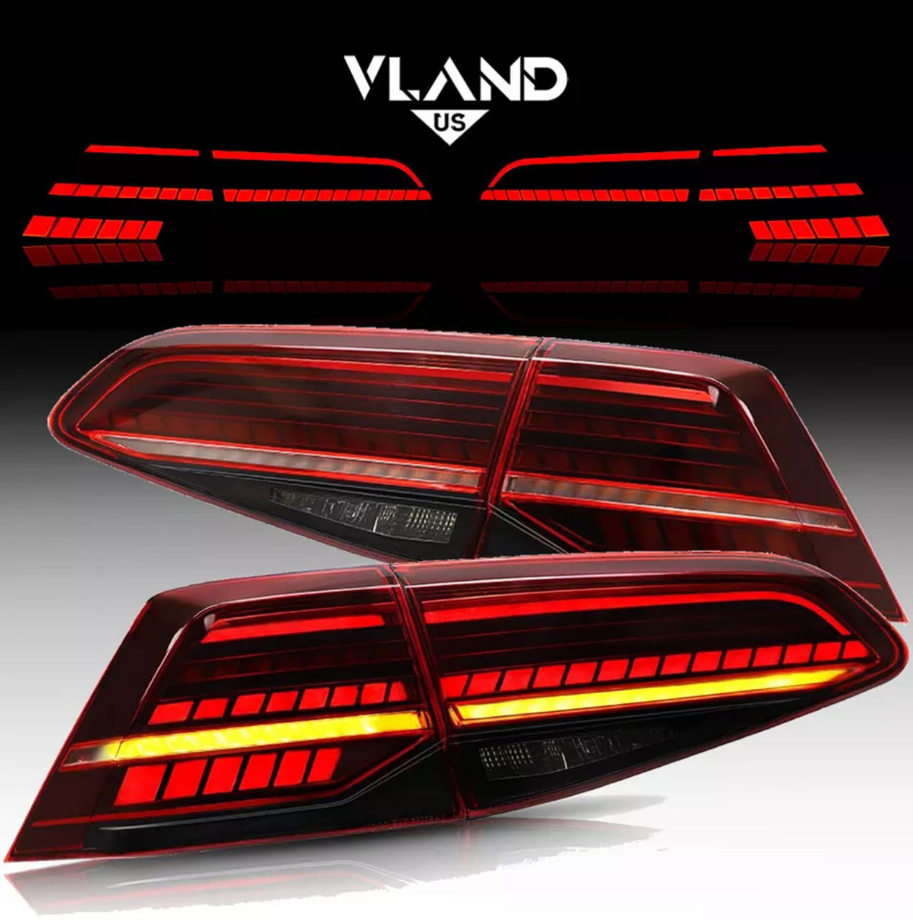 VLAND LED Taillights for Volkswagen Golf 7 MK7 MK7.5 2013-2019 (Will Not fit Golf R)